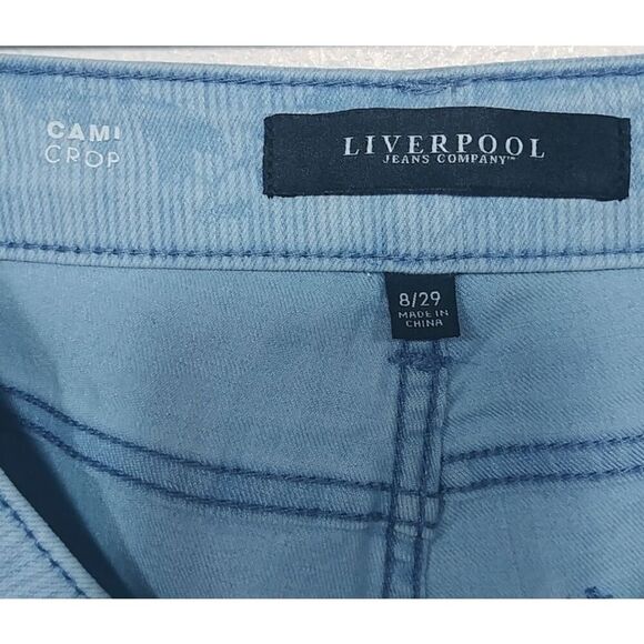 Liverpool Cami Crop Floral Striped Skinny Size 8/27” inseam - Picture 4 of 4